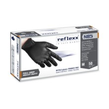 REFLEXX N85, перчатки нитриловые, сверхпрочные, черные, размер XL, упаковка 50 штук
