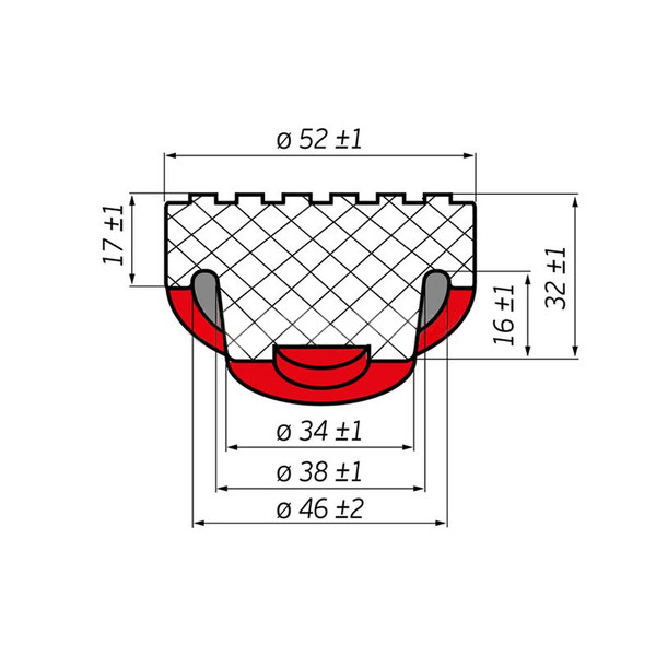 ОПОРА резиновая, 51х36х32 мм, для подкатных домкратов, 