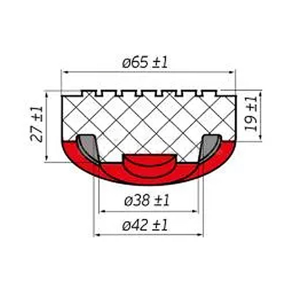 ОПОРА резиновая, 65х42х27 мм, для подкатных домкратов, 