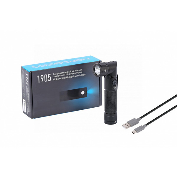 NORDBERG ФОНАРЬ светодиодный, компактный, с поворотом на 90°, аккумуляторный 280 LM, 2200 mAh