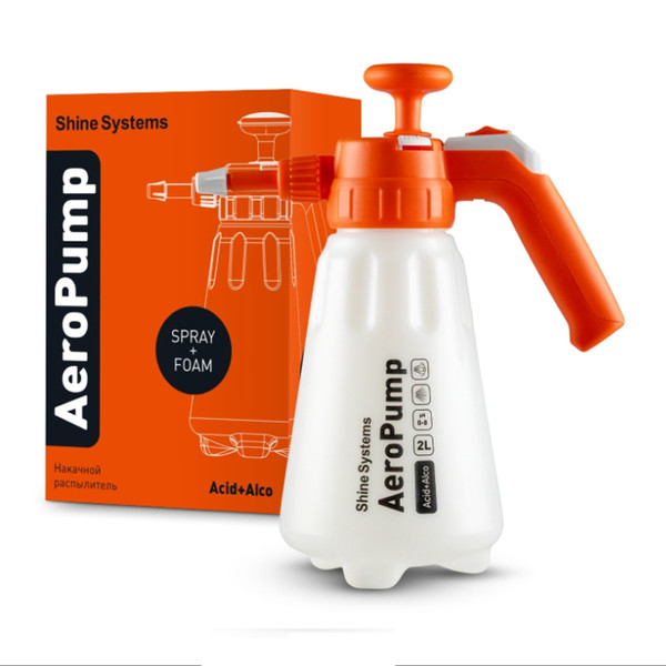 SHINE SYSTEMS AEROPUMP ACID+ALCO, пенно-эмульсионный помповый распылитель для кислот и спиртов, 2 л