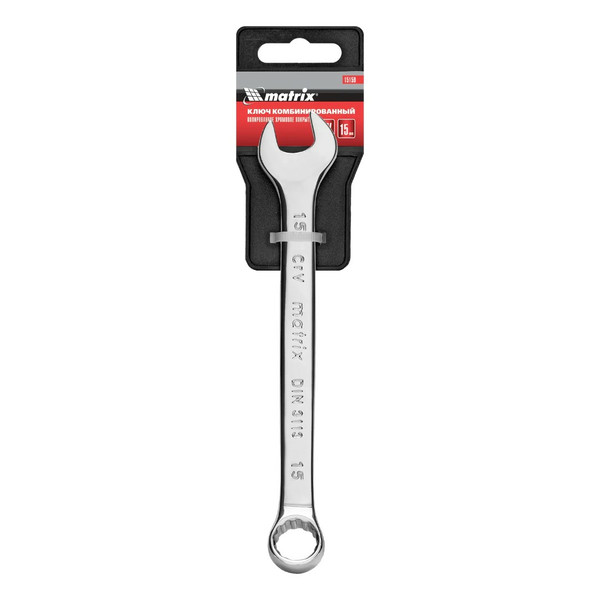 КЛЮЧ комбинированный, 15 мм, CrV, полированный хром, Matrix