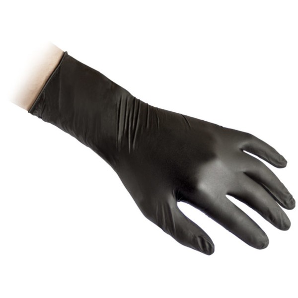 REFLEXX N79, перчатки нитриловые, сверхдлинные, черные, размер L, упаковка 50 штук