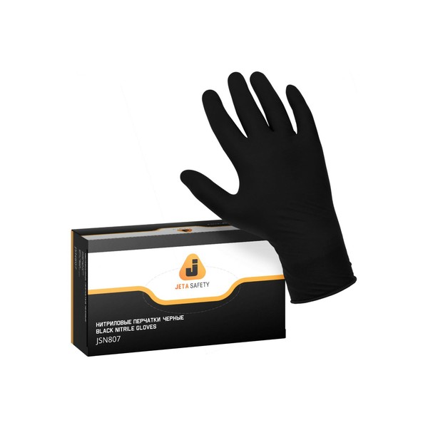 JETA SAFETY JSN8, перчатки нитриловые, черные, (M), упаковка 100 шт