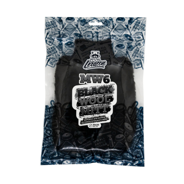 LERATON MW6 BLACK WOOL MITT, варежка для мойки, 30х20 см