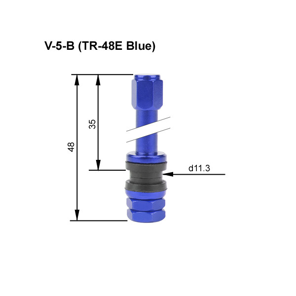 ВЕНТИЛЬ V-5-B, бескамерный, синий, для легковых автомобилей, 35 мм, d11.3 мм