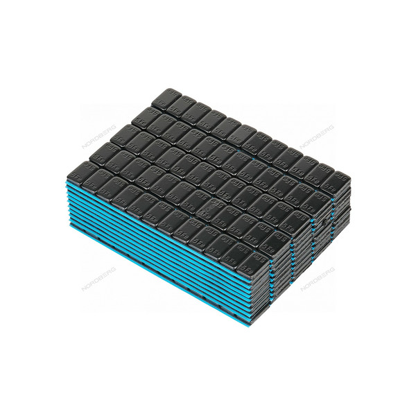 ГРУЗИКИ балансировочные, самоклеющиеся, сталь, черные, на синей ленте, 12х5 г, упаковка 50 шт, Nordberg