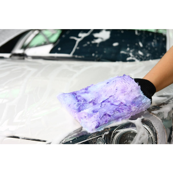 PURESTAR COLOR-POP WASH MITT, варежка плюшевая для мойки авто, пурпурная, 20х25 см