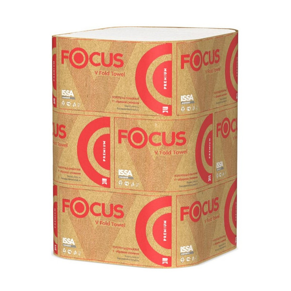 FOCUS PREMIUM, бумажные салфетки, белые, 2-слойные, V-сложение, 23х20.5 см, 200 листов