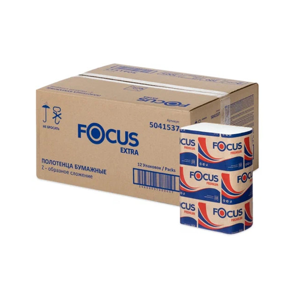 FOCUS EXTRA, бумажные салфетки, белые, 2-слойные, Z-сложение, 24х20 см, 200 листов