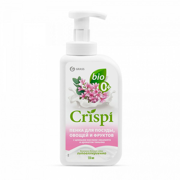 GRASS CRISPI, пенка для мытья посуды, с маслами эвкалипта, флакон 550 мл с дозатором