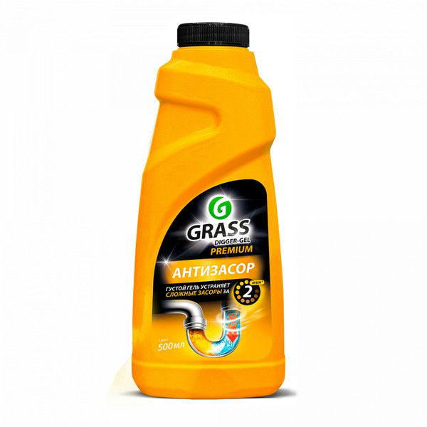 GRASS DIGGER-GEL PREMIUM, средство для прочистки канализационных труб, флакон 500 мл