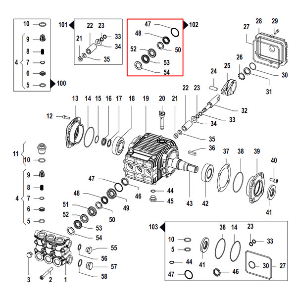 COMET KIT102, комплект колец высокого давления, на 3 поршня, для FW2, FW3, ТехУм