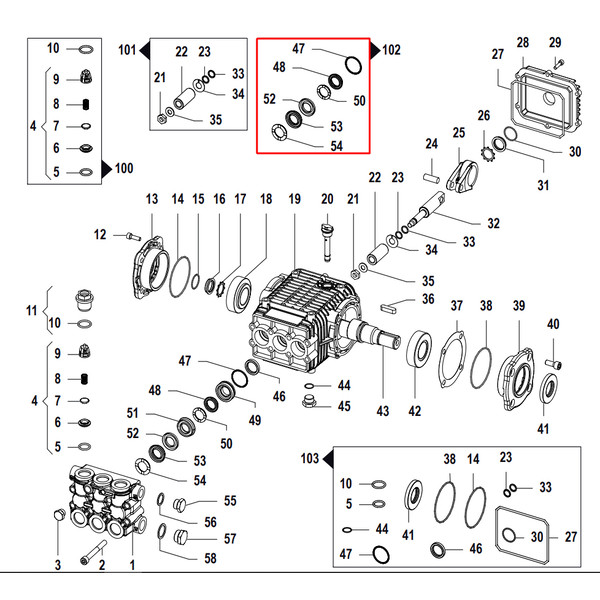 COMET KIT102, комплект колец высокого давления, на 3 поршня, для FW2, FW3, ТехУм