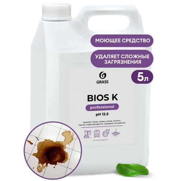 GRASS BIOS-K PROFESSIONAL, щелочной индустриальный очиститель, канистра 5.6 кг