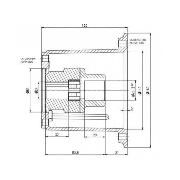 ФЛАНЕЦ для гибкой муфты C3W2015 B3 - B14 MEC 100, MEC112