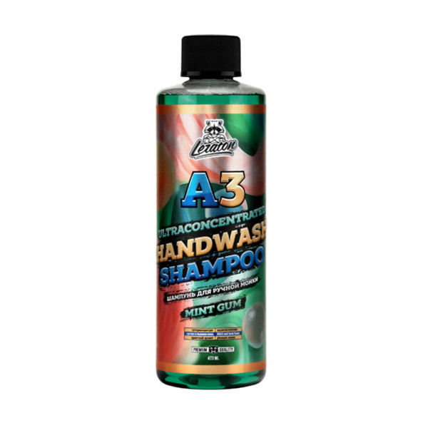 LERATON A3 HAND WASH SHAMPOO MINT GUM, шампунь для ручной мойки, флакон 473 мл