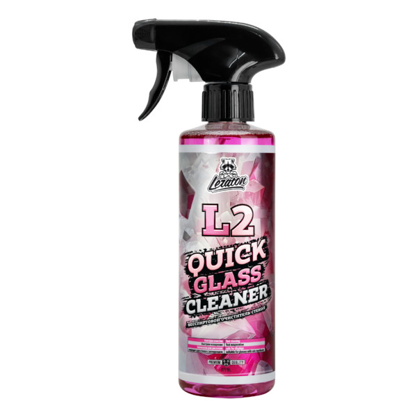 LERATON L2 QUICK GLASS CLEANER, бесспиртовой очиститель стекол и зеркал, спрей 473 мл