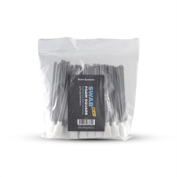 SHINE SYSTEMS SWAB MICROFIBER SQUARE, микрофибровые палочки для детейлинга, упаковка 50 шт