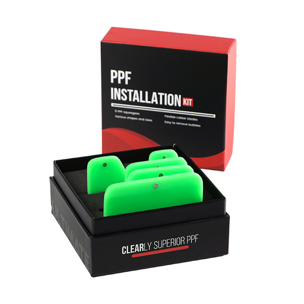 SHINE SYSTEMS НАБОР ракелей PPF, лимонно-зеленые, 5 штук, подарочная упаковка